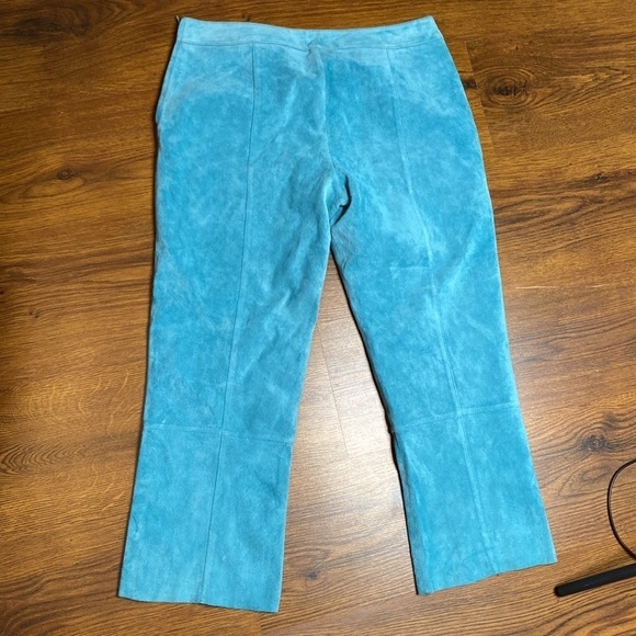 🌷 Danier 🌷 Suede Leather  Aqua Blue Capri Pants - Picture 6 of 8